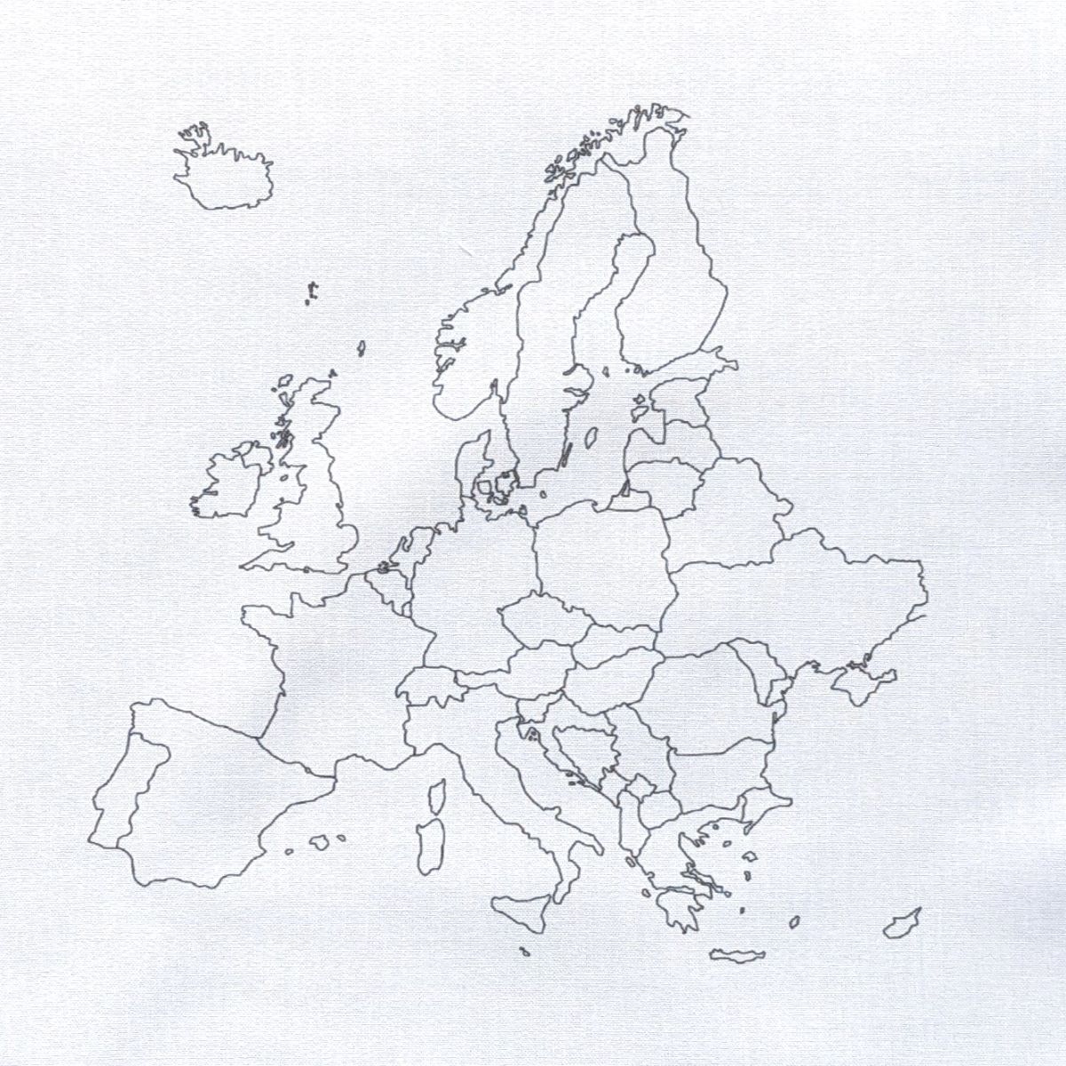 white fabric with a map of Europe printed on it